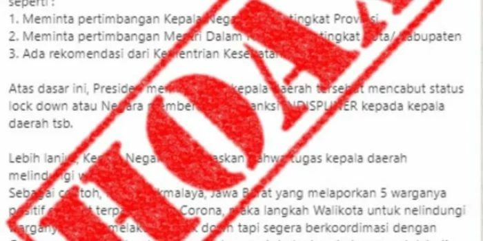 Surat Teguran Keras Presiden kepada 3 Kepala Daerah karena Lakukan Lockdown atau Isolasi Wilayah: Hoaks