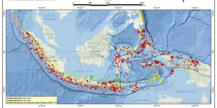 BMKG Mencatat 779 Gempa Tektonik Selama Bulan Februari