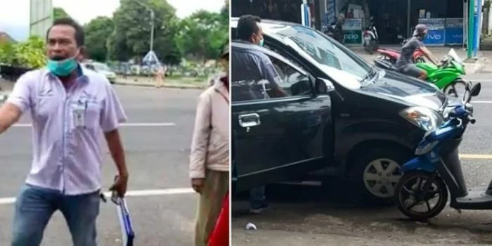 Parkir Sembarangan, Mobil Digembok dengan Motor Si Pengemudi Marah-Marah