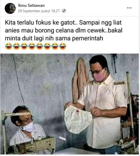 Viral Foto Gubernur DKI Anies Baswedan Memegang Celana Dalam Wanita, Faktanya