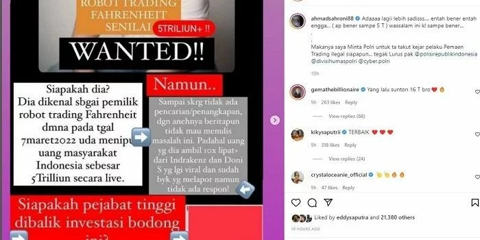 Kerugian Hingga Rp5 Triliun, Ahmad Sahroni Tuntut Polisi Usut Robot Trading Fahrenheit