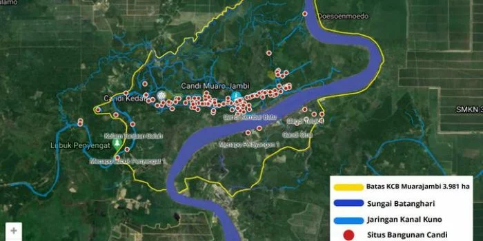 Candi Muaro Jambi Berusia 1000 Tahun Luas 3.981 hektare Membentang Sepanjang 7,5 kilometer dari Barat ke Timur Tepian Sungai Batanghari