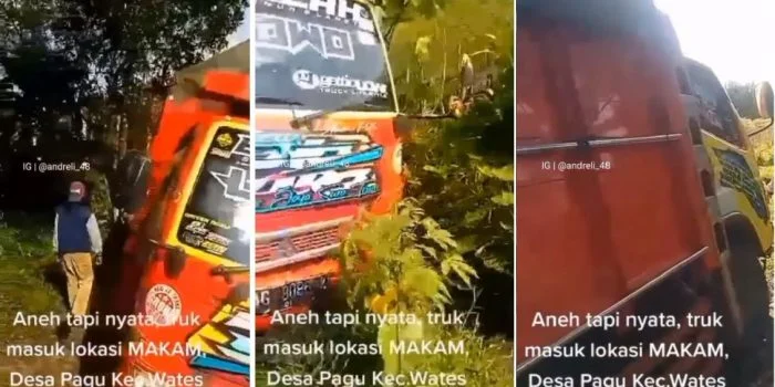 Melintas Jalan Raya Mulus Beraspal, Sopir Truk Ngaku Kesasar Masuk Kompleks Makam, Simak Videonya