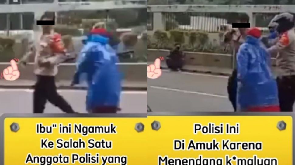 Beredar Video Perlihatkan Emosi Emak-emak Kemaluannya Ditendang Polisi, Faktanya