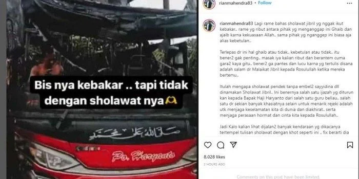 PO Haryanto Ludes Terbakar, Body Bus yang Bertuliskan Sholawat Tetap Utuh, Begini Faktanya