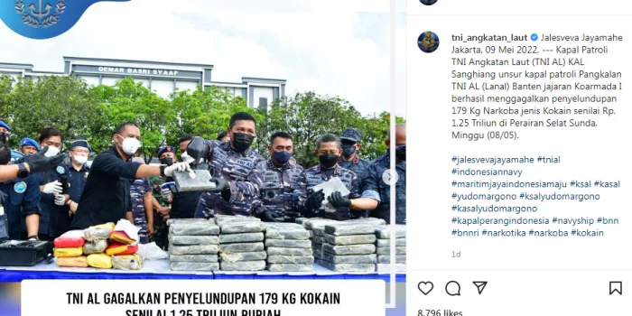 Penyelundupan 179 Kilogram Kokain Ditaksir Bernilai Rp 1,25 Triliun di Selat Sunda