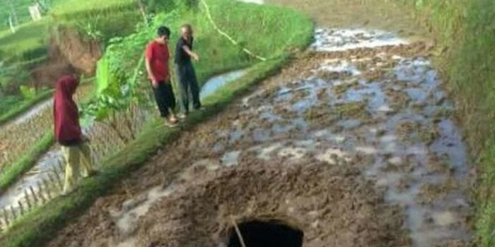 Lubang Misterius Sedalam 10 Meter di Area Persawahan Bandung Barat