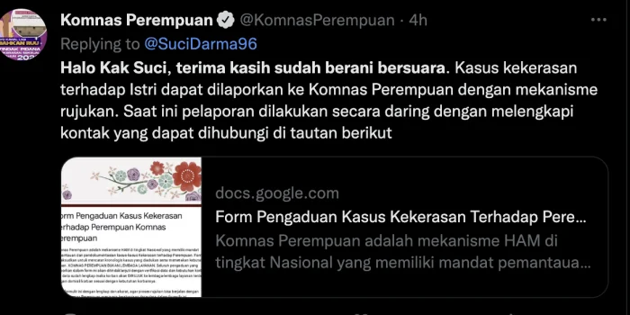 Layangan Putus versi ASN Protokoler, Cuitan Briptu Suci Darma Dapat Tanggapan Komnas Perempuan