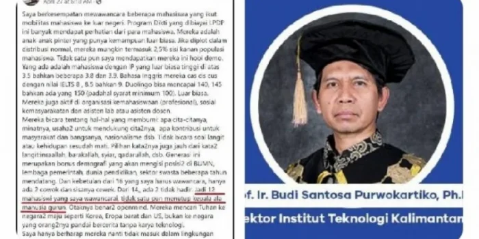 Inilah Tulisan Lengkap Rektor Institut Teknologi Kalimantan yang Bikin Gaduh