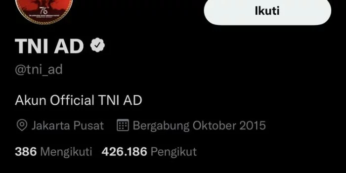 Akun Resmi Twitter TNI AD Kembali Pulih