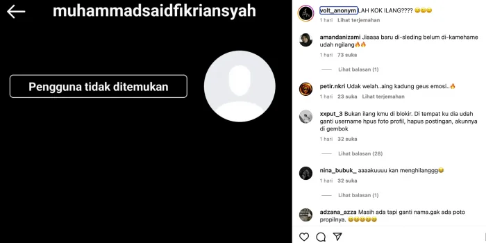 Akun Sosmed Muhammad Said Fikriansyah Hilang