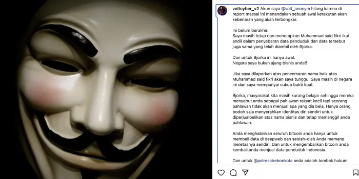 Voltcyber_v2 Ingatkan Bjorka: Ini Baru Awal, Berikut Pernyataan Lengkapnya