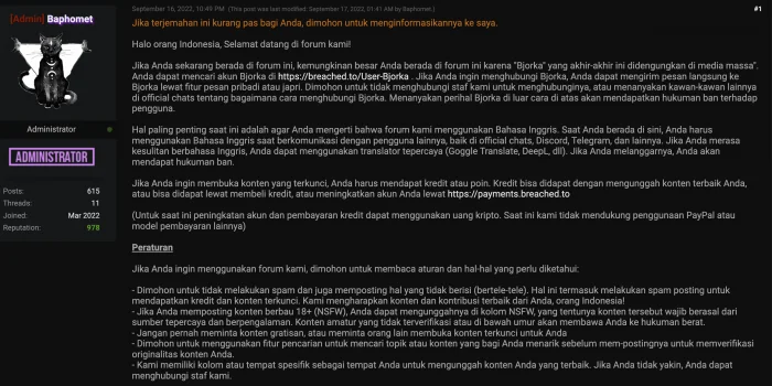 Web Forum Hacker Unggah Pesan: A Message To Our Users From Indonesia