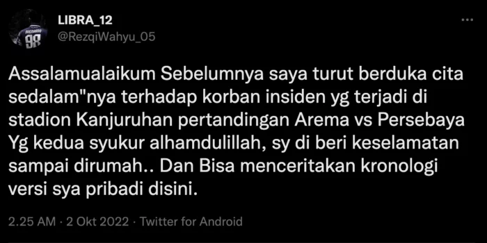 Kronologi Tragedi Kanjuruhan Versi Suporter Arema