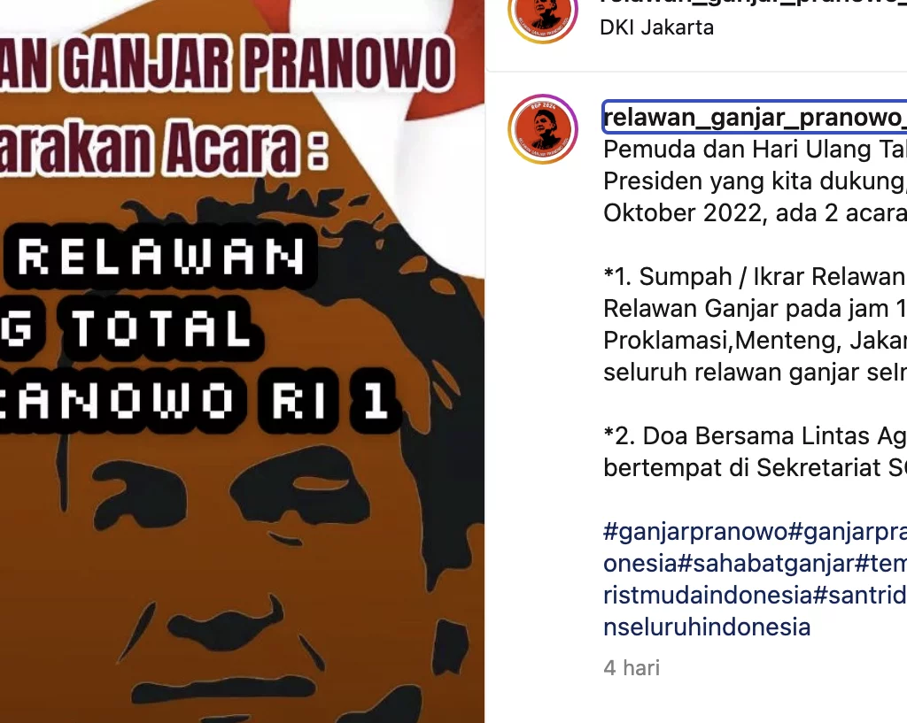 Jelang Gelar Sumpah Relawan Dukung Total Ganjar Pranowo RI-I, Tidak Terjebak Kultus Individu