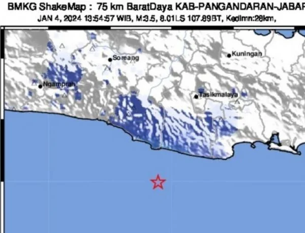 Gempa Berkekuatan Magnitudo 3,5 Guncang Pangandaran, Getaran Terasa dari Cipatujah, Sindangkerta, Cikatomas dan Cijulang