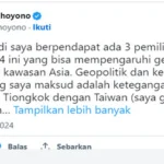 Bakal Pengaruhi Geopolitik dan Keamanan di Kawasan Asia, SBY: Pilpres di Indonesia Sama Penting dengan Pilpres di Taiwan dan Amerika Serikat