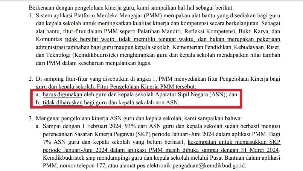 Tidak Benar PMM Tidak Wajib Bagi Guru dan Kepala Sekolah, Jangan Baca Media Sosial, 6 Poin Penting SE Dirjen GTK Nomor: 0559/B.B1/GT.02.00/2024