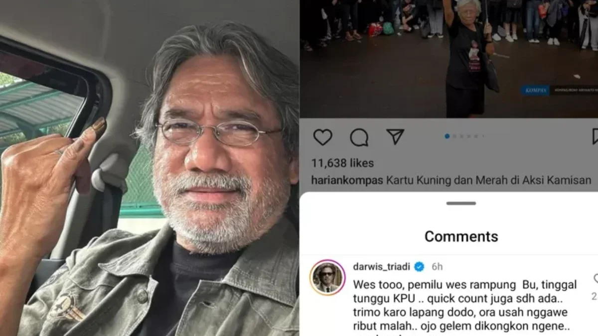 Angkat Kartu Merah Pegang Payung Kenakan Busana Hitam Sumarsih Tuntut Keadilan di Aksi Kamisan, Komentar Darwis Triadi: Wes tooo, Pemilu wes Rampung bu