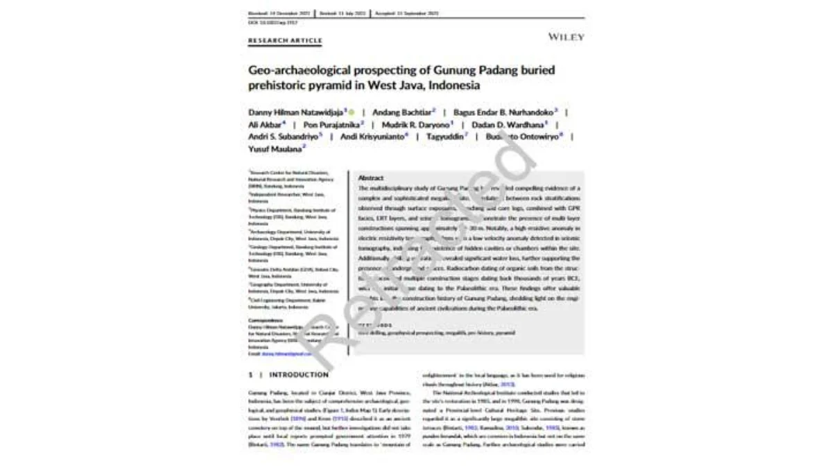 Wiley Online Library Umumkan Cabut Publikasi Artikel Ilmiah Hasil Penelitian Situs Megalitik Gunung Padang