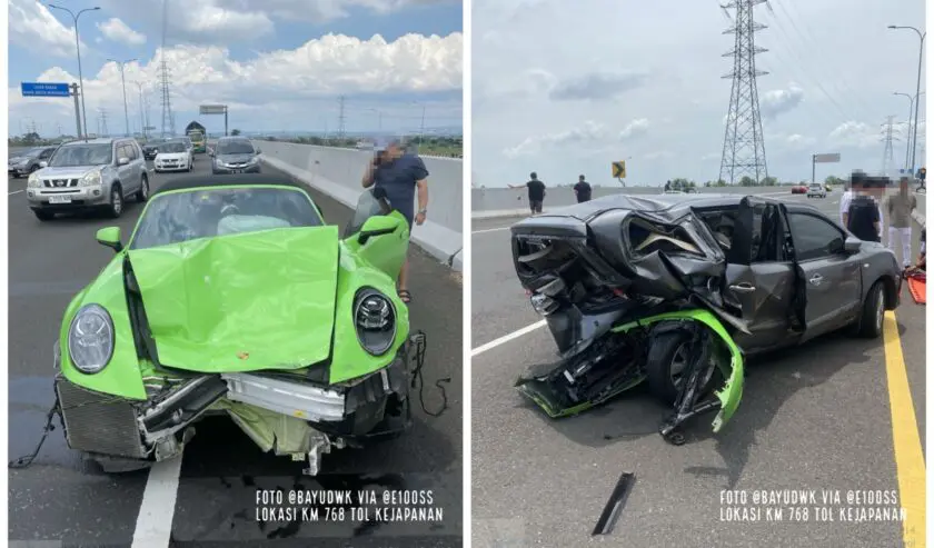 Supercar Porsche 911 Carrera S Tabrak Nissan Grand Livina di Tol Kejapanan-Sidoarjo, Terungkap Pengemudi Porsche Bernama Nissan