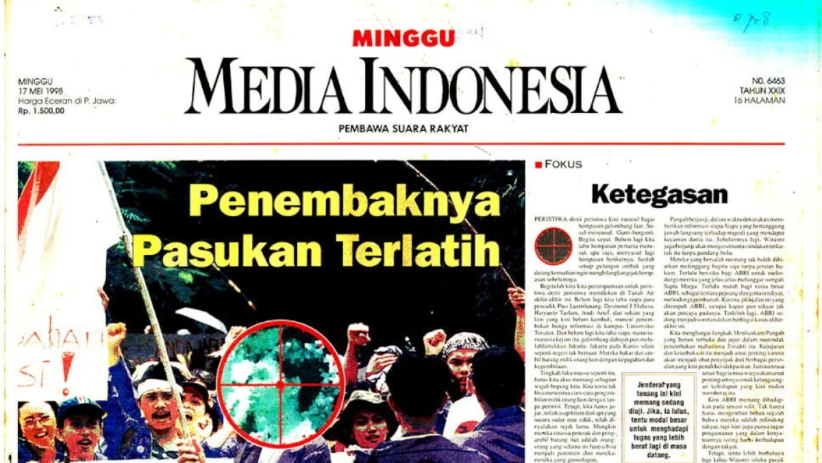 Kliping koran Mei 1998. FOTO/Media Indonesia/(17/05/1998)