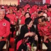 Ganjar Pranowo dan Mahfud MD hadiri rapat kerja nasional (Rakernas) V PDIP, di Beach City International Stadiu