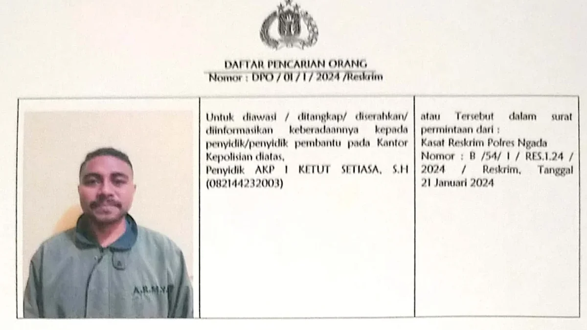 Surat pengumuman polisi terkait status Frater Engelbertus Lowa Soda sebagai buronan kasus pelecehan seksual. (