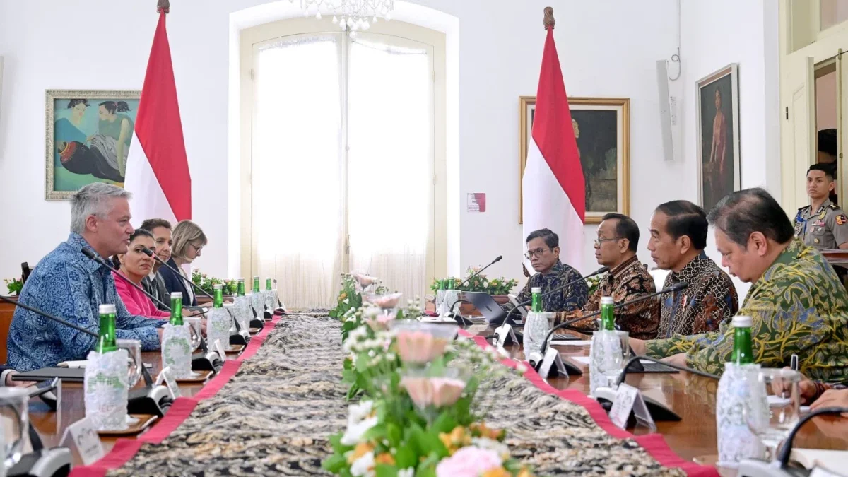 Presiden Jokowi menerima Sekretaris Jenderal OECD Mathias Cormann di Istana Kepresidenan Bogor, Jawa Barat, Se