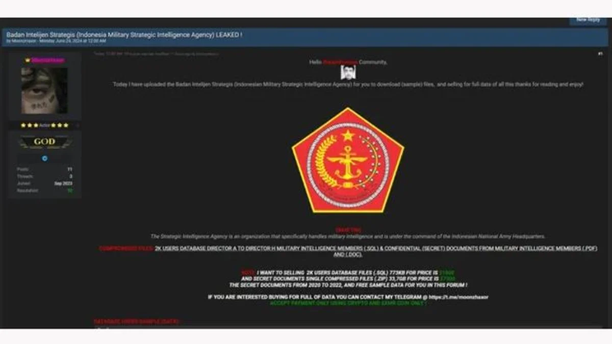Data BAIS, Dijual di Dark Web. FOTO/X