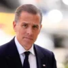 Anak Presiden Amerika Serikat (AS) Joe Biden, Hunter Biden terlihat saat konferensi pers di luar Capitol Hill,