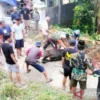 Panitia penyembelihan hewan kurban di Masjid Jami Lembang Madandan, Kecamatan Rantetayo, Tana Toraja, Senin (1