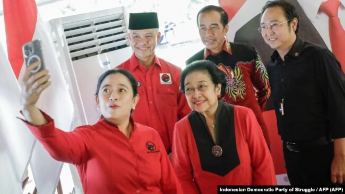 Sejumlah tokoh PDIP: Puan Maharani, Megawati Soekarnoputri, Ganjar Pranowo, Presiden Joko Widodo dan Prananda