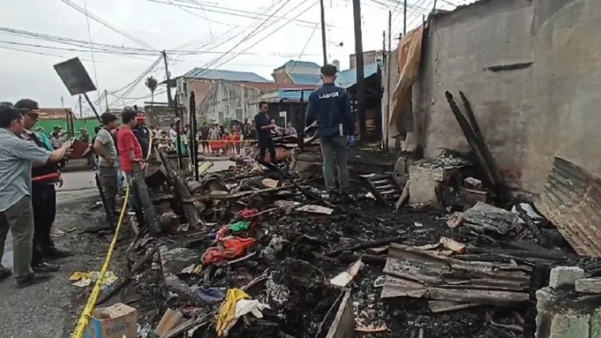 Lokasi kebakaran di Jalan Nabung Surbakti Ujung, Kelurahan Padang Mas, Kecamatan Kabanjahe, Kabupaten Karo, Su