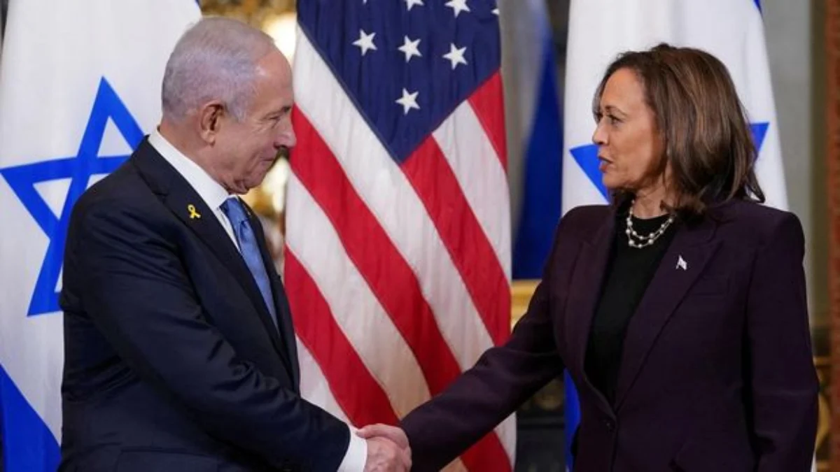 Wakil Presiden AS Kamala Harris bertemu dengan Perdana Menteri Israel Benjamin Netanyahu di Gedung Kantor Ekse