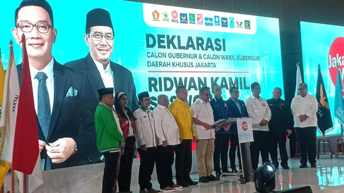 Perwakilan 12 parpol mendeklarasikan dukungan untuk Ridwan Kamil-Suswono sebagai bapaslon pada Pilkada Jakarta