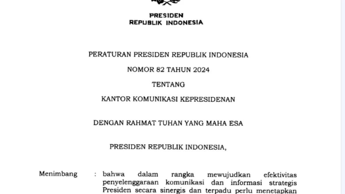 Peraturan Presiden Nomor 82 Tahun 2024