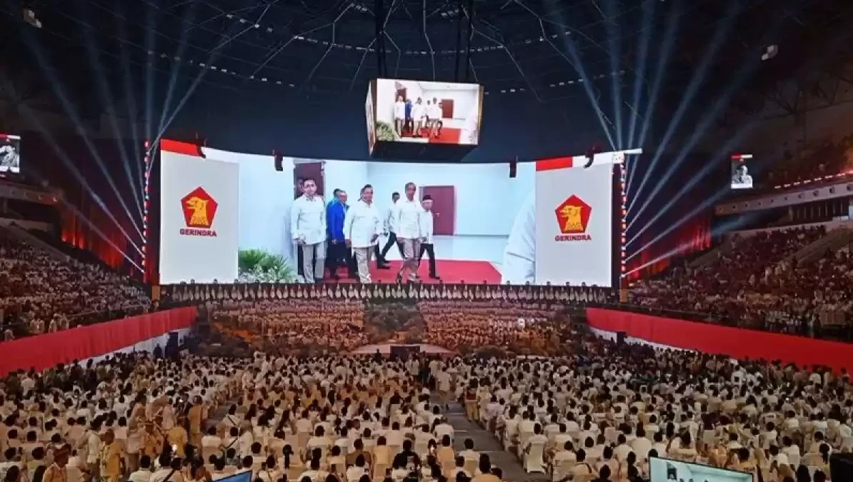 Penutupan Rapat Pimpinan Nasional (Rapimnas) Partai Gerindra di Indonesia Arena, Senayan, Jakarta, Sabtu (31/8