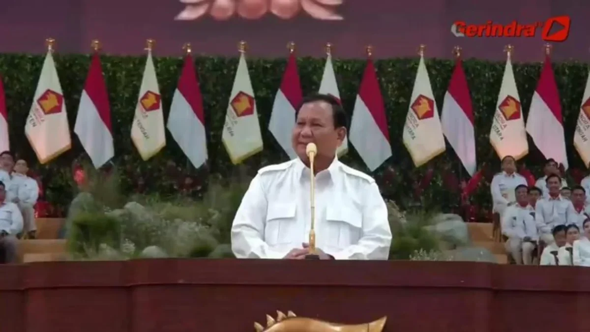 Prabowo Subianto di Rapimnas Gerindra. (YouTube Gerindra)