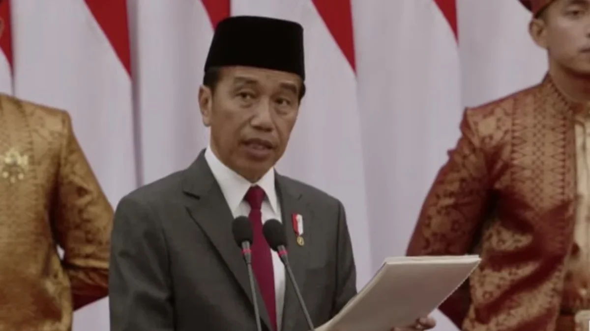 Presiden Joko Widodo saat memberikan pidato dalam Sidang Tahunan MPR dan Sidang Bersama DPR RI-DPD RI di gedun