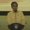 Presiden Joko Widodo saat menghadiri penutupan Munas XI Partai Golkar 2024 di Jakarta, Rabu (21/8/2024). (YouT