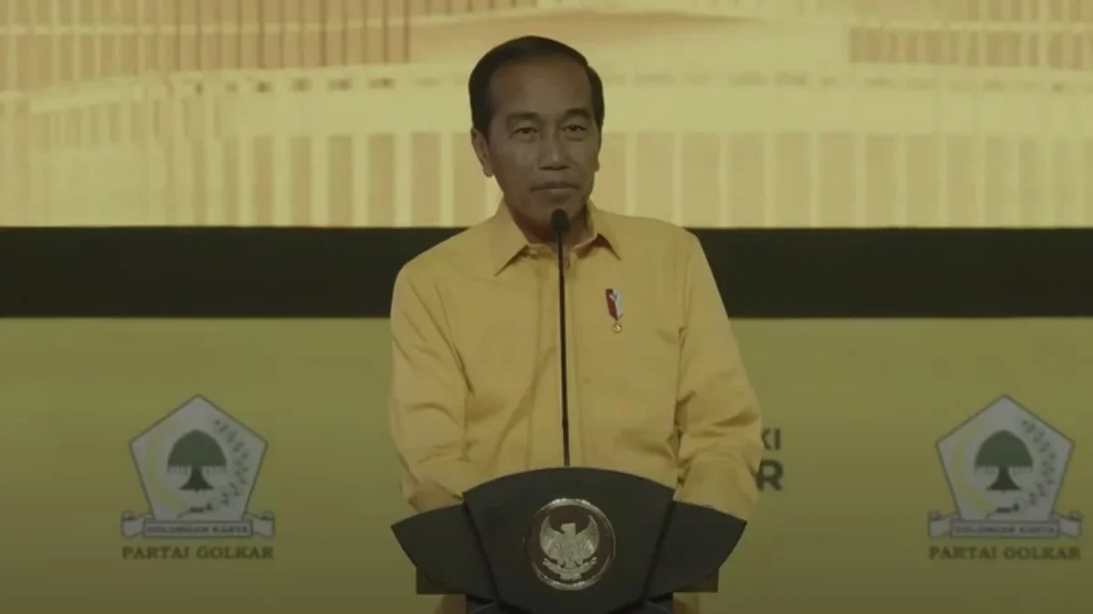 Presiden Joko Widodo saat menghadiri penutupan Munas XI Partai Golkar 2024 di Jakarta, Rabu (21/8/2024). (YouT