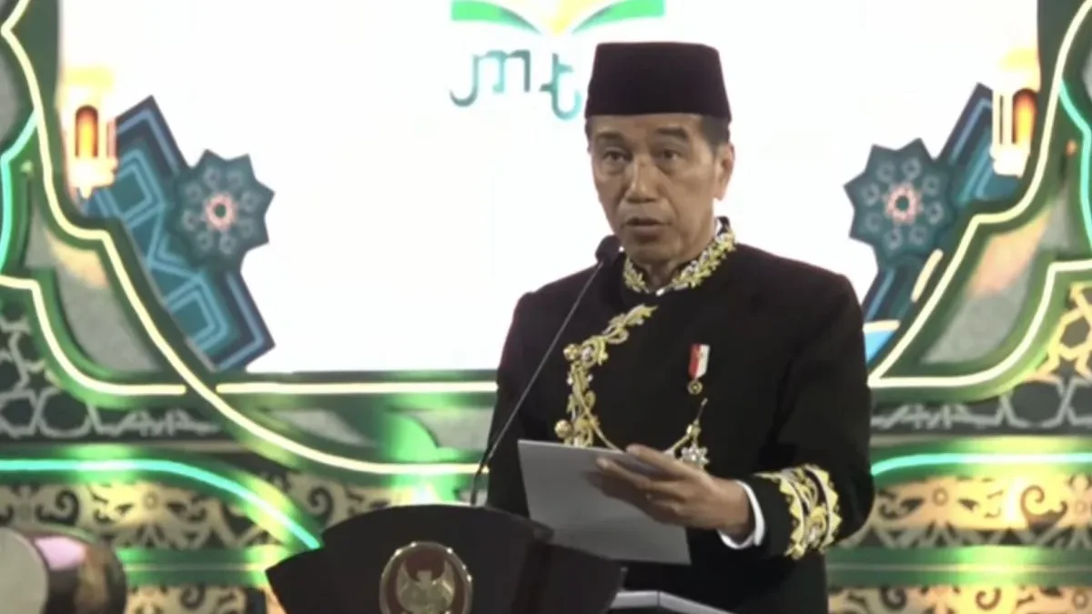 Tangkapan layar - Presiden Joko Widodo (Jokowi) saat berpidato dalam pembukaan Musabaqah Tilawatil Quran (MTQ)