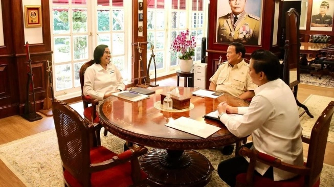 Menteri Keuangan Sri Mulyani Indrawati bertemu dengan Presiden Terpilih Prabowo Subianto/(Dok Instagram @smind