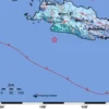 Lokasi gempa bumi M5,3 yang berpusat di Kabupaten Sukabumi, Jabar pada Minggu (15/9/2024). (BMKG)