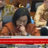 Menteri Keuangan Sri Mulyani menangis saat rapat dengan Banggar DPR RI, Selasa, 17 September 2024.(Dok. TV Par