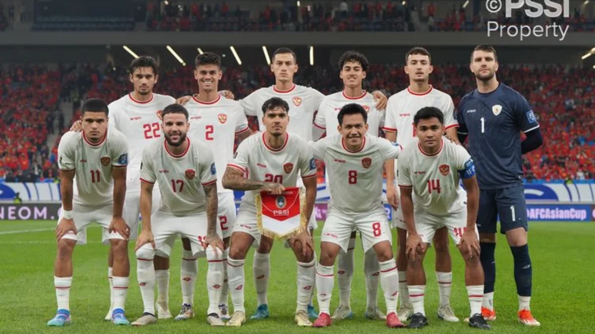 Skuad timnas Indonesia pada laga melawan China dalam Kualifikasi Piala Dunia 2026 Zona Asia di Stadion Qingdao