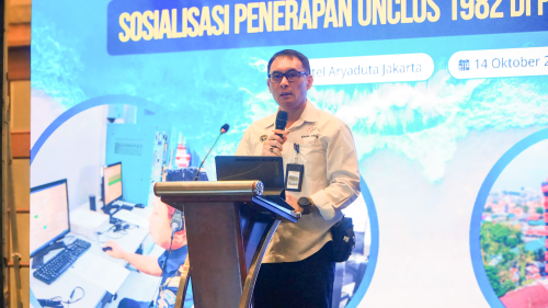 Direktur Jenderal Perhubungan Laut, Capt. Antoni Arif Priadi saat membuka kegiatan Sosialisasi Penerapan Unite