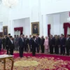 Suasana pelantikan menteri Kabinet Merah Putih di Istana Negara, Jakarta. (Fota/Tangkapan layar YouTube Setpre