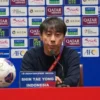 Pelatih timnas Indonesia Shin Tae-yong dalam konferensi pers setelah laga China vs Indonesia di Qingdao Youth